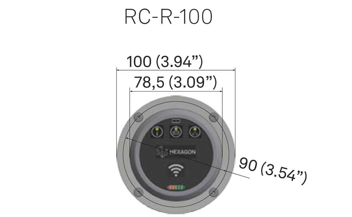 Схема размеров РЧ-приемника Hexagon RC-R-100
